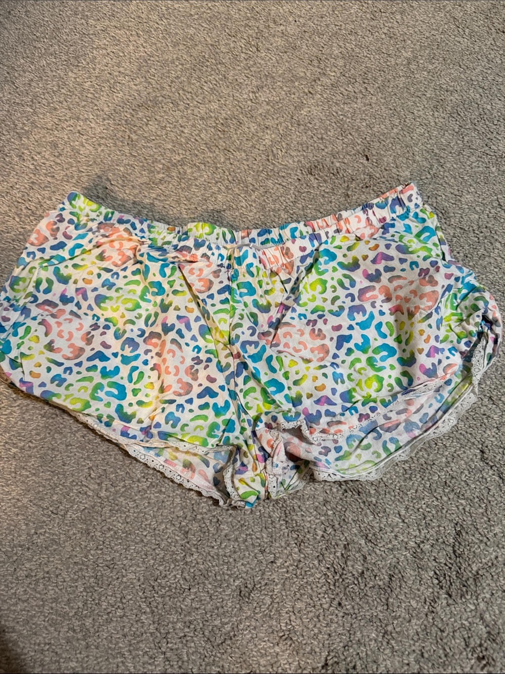 No Boundaries Multicolor Pastel Leopard Print Lounge Shorts